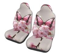 WXWJSHMGC Cherry Blossom Butterfly Print Car Seat Cover, Auto Seat Protector Front Seat Cover Set, Suv/Truck/Van/Car Universal Seat Covers(2pcs)