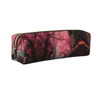 WXWJSHMGC Cherry Blossom Season Print Leather Pencil Case Simple,with Metallic Zipper Pocket,Storage Pouch for Girls Boys Student College Middle School
