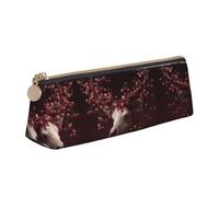 WXWJSHMGC Cherry Deer Print Leather Pencil Case,Fountain Pen Case,Personalised Portable Big Capacity Study Pencil Case for Secondary School Girls Boys