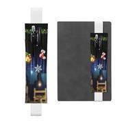 WXWJSHMGC Christmas Socks Xmas Party Print 2pcs Adjustable Elastic Band Pen Holder Pu Leather Pen Sleeve Pouch for Hardcover Journals, Notebooks for Back to School Gift