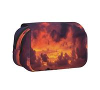 WXWJSHMGC Cloudy Sunset Sky Print Pen Case Bag - Portable Double Layer Storage Pencil Bag for Child, Girls, Boys and Adults