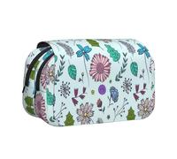 WXWJSHMGC Colored Doodle Flowers Print Pen Case Bag - Portable Double Layer Storage Pencil Bag for Child, Girls, Boys and Adults