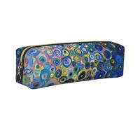 WXWJSHMGC Colored Painting Print Leather Pencil Case Simple,with Metallic Zipper Pocket,Storage Pouch for Girls Boys Student College Middle School