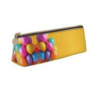 WXWJSHMGC Colorful Balloons Print Leather Pencil Case,Fountain Pen Case,Personalised Portable Big Capacity Study Pencil Case for Secondary School Girls Boys