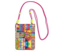 WXWJSHMGC Colorful Collage Print Mini Crossbody Phone Bag - Ladies Purse for Mobile and Smart Phones