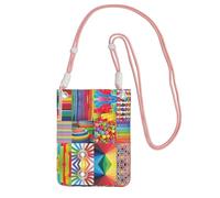 WXWJSHMGC Colorful Collage Print Mini Crossbody Phone Bag - Ladies Purse for Mobile and Smart Phones