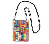 WXWJSHMGC Colorful Collage Print Mini Crossbody Phone Bag - Ladies Purse for Mobile and Smart Phones