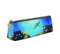 WXWJSHMGC Colorful Fish Groups Print Leather Pencil Case,Fountain Pen Case,Personalised Portable Big Capacity Study Pencil Case for Secondary School Girls Boys