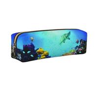 WXWJSHMGC Colorful Fish Groups Print Leather Pencil Case Simple,with Metallic Zipper Pocket,Storage Pouch for Girls Boys Student College Middle School