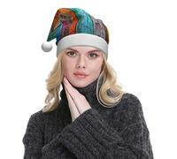 WXWJSHMGC Colorful Rainbow Stripe Print Plush Christmas Hat Unisex Xmas Holiday Hat For Christmas New Year Festive Holiday Party(2pcs