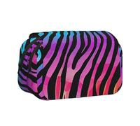 WXWJSHMGC Colorful Rainbow Zebra Print Pen Case Bag - Portable Double Layer Storage Pencil Bag for Child, Girls, Boys and Adults