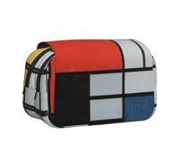 WXWJSHMGC Composition in Red Yellow Blue and Black Print Pen Case Bag - Portable Double Layer Storage Pencil Bag for Child, Girls, Boys and Adults