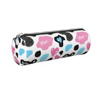 WXWJSHMGC Cow Hide with Hearts Moo Love Print Leather Pencil Case Zipper Pen Makeup Cosmetic Holder Pouch Stationery Bag for School, Work, Office