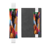 WXWJSHMGC Crayons Print 2pcs Adjustable Elastic Band Pen Holder Pu Leather Pen Sleeve Pouch for Hardcover Journals, Notebooks for Back to School Gift