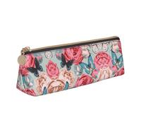 WXWJSHMGC Cute Butterfly Flower Print Leather Pencil Case,Fountain Pen Case,Personalised Portable Big Capacity Study Pencil Case for Secondary School Girls Boys