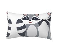 WXWJSHMGC Cute Catoon Raccoon Print Cushion Cover Linen Fabric For Couch Bed Sofa Car Waist Throw Pillow Cover 12 X 20 Inch Pillow Case 30 X 50 Cm