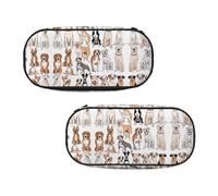 WXWJSHMGC Cute Chihuahua Pug Pattern Print Pencil Bag Large Pouch Bag with 3 Compartments Pen Case Card Coin Holder for Boys Girls School Stationery
