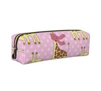 WXWJSHMGC Cute Giraffes Print Leather Pencil Case Simple,with Metallic Zipper Pocket,Storage Pouch for Girls Boys Student College Middle School