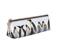 WXWJSHMGC Cute Penguin Animal Pattern Print Leather Pencil Case,Fountain Pen Case,Personalised Portable Big Capacity Study Pencil Case for Secondary School Girls Boys