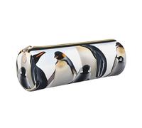 WXWJSHMGC Cute Penguin Animal Pattern Print Leather Pencil Case Zipper Pen Makeup Cosmetic Holder Pouch Stationery Bag for School, Work, Office