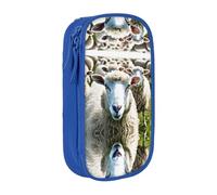 WXWJSHMGC Cute Sheep Lamb Print Large Capacity Double Layer Pencil Case with Zipper - Durable Fabric School Pouch for Pens,- Ideal for Students