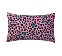 WXWJSHMGC Cute Turquoise Leopard Print Cushion Cover Linen Fabric For Couch Bed Sofa Car Waist Throw Pillow Cover 12 X 20 Inch Pillow Case 30 X 50 Cm