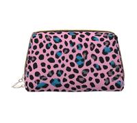 WXWJSHMGC Cute Turquoise Leopard Print Makeup Bag Portable Leather Waterproof Cosmetic Bag Clutch Makeup Brush Bag (6.7x4.3in)