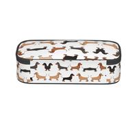 WXWJSHMGC Dachshund Weiner Pet Dogs Print Pencil Case - Cute Pencil Case with Zip Closure Large Pencil Box for Student