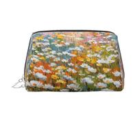 WXWJSHMGC Daisy Field Print Makeup Bag Portable Leather Waterproof Cosmetic Bag Clutch Makeup Brush Bag (6.7x4.3in)