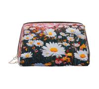 WXWJSHMGC Daisy Field Print Makeup Bag Portable Leather Waterproof Cosmetic Bag Clutch Makeup Brush Bag (6.7x4.3in)