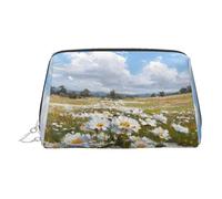 WXWJSHMGC Daisy Field Print Makeup Bag Portable Leather Waterproof Cosmetic Bag Clutch Makeup Brush Bag (6.7x4.3in)