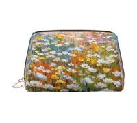 WXWJSHMGC Daisy Field Print Makeup Bag Portable Leather Waterproof Cosmetic Bag Clutch Makeup Brush Bag (6.7x4.3in)