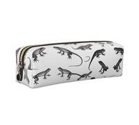 WXWJSHMGC Different Types of Lizard Print Leather Pencil Case Simple,with Metallic Zipper Pocket,Storage Pouch for Girls Boys Student College Middle School