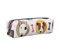 WXWJSHMGC Dogs Pattern Print Leather Pencil Case Simple,with Metallic Zipper Pocket,Storage Pouch for Girls Boys Student College Middle School