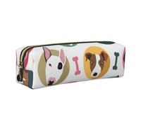 WXWJSHMGC Dogs Pattern Print Leather Pencil Case Simple,with Metallic Zipper Pocket,Storage Pouch for Girls Boys Student College Middle School