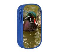 WXWJSHMGC Domestic Duck Print Large Capacity Double Layer Pencil Case with Zipper - Durable Fabric School Pouch for Pens,- Ideal for Students