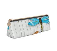 WXWJSHMGC Dragonfly Fence Print Leather Pencil Case,Fountain Pen Case,Personalised Portable Big Capacity Study Pencil Case for Secondary School Girls Boys