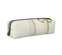 WXWJSHMGC Edible Mushrooms Print Leather Pencil Case Simple,with Metallic Zipper Pocket,Storage Pouch for Girls Boys Student College Middle School