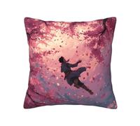 WXWJSHMGC Falling Cherry Blossoms Print Decorative Throw Pillow Cover,Square Cushion Cover For Couch Bed Living Room Sofa Pillowcases,Four Season Universal(2pcs)