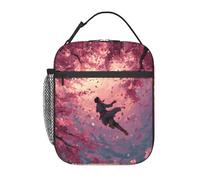 WXWJSHMGC Falling Cherry Blossoms Print Lunch Bag,Reusable and Waterproof Lunchbox, Insulated Lunchbag with Mesh Bag for School, Travel, Picnic