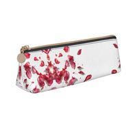 WXWJSHMGC Falling Rose Petals Print Leather Pencil Case,Fountain Pen Case,Personalised Portable Big Capacity Study Pencil Case for Secondary School Girls Boys