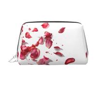 WXWJSHMGC Falling Rose Petals Print Makeup Bag Portable Leather Waterproof Cosmetic Bag Clutch Makeup Brush Bag (6.7x4.3in)