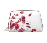 WXWJSHMGC Falling Rose Petals Print Makeup Bag Portable Leather Waterproof Cosmetic Bag Clutch Makeup Brush Bag (6.7x4.3in)