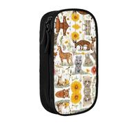 WXWJSHMGC Farm Animal Print Large Capacity Double Layer Pencil Case with Zipper â€“ Durable Fabric School Pouch for Pens,â€“ Ideal for Students