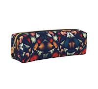 WXWJSHMGC Feather Print Leather Pencil Case Simple,with Metallic Zipper Pocket,Storage Pouch for Girls Boys Student College Middle School