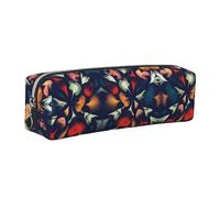 WXWJSHMGC Feather Print Leather Pencil Case Simple,with Metallic Zipper Pocket,Storage Pouch for Girls Boys Student College Middle School