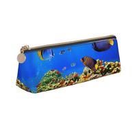 WXWJSHMGC Fish Pattern Print Leather Pencil Case,Fountain Pen Case,Personalised Portable Big Capacity Study Pencil Case for Secondary School Girls Boys