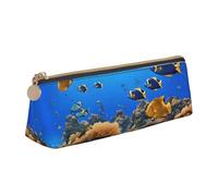 WXWJSHMGC Fish Pattern Print Leather Pencil Case,Fountain Pen Case,Personalised Portable Big Capacity Study Pencil Case for Secondary School Girls Boys
