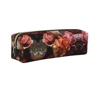 WXWJSHMGC Floral Print Leather Pencil Case Simple,with Metallic Zipper Pocket,Storage Pouch for Girls Boys Student College Middle School