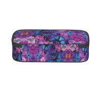 WXWJSHMGC Flower Butterfly Print Pencil Case - Cute Pencil Case with Zip Closure Large Pencil Box for Student